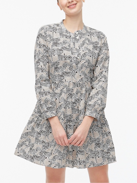 J. Crew Factory Dresses & Skirts - J.Crew Factory Animal Zebra Leopard Tiered Ruffle Cotton Blend Mini Dress L